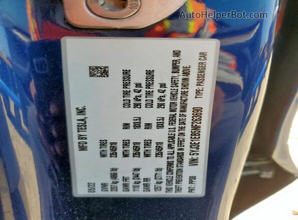 5YJ3E1EB5NF263690 2022 TESLA MODEL Синий Вид подкапотного пространства