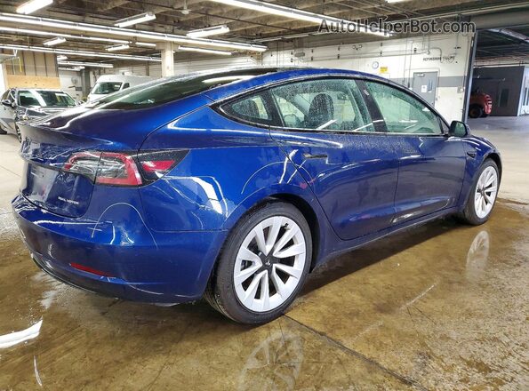5YJ3E1EB6NF290588 2022 TESLA MODEL Синий Задняя правая четверть