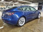 2022 Tesla Model 3 Синий vin: 5YJ3E1EB6NF290588 Damage: Right Qtr Panel, Dent(S) W/ Paint Dmg, > 12 Inches