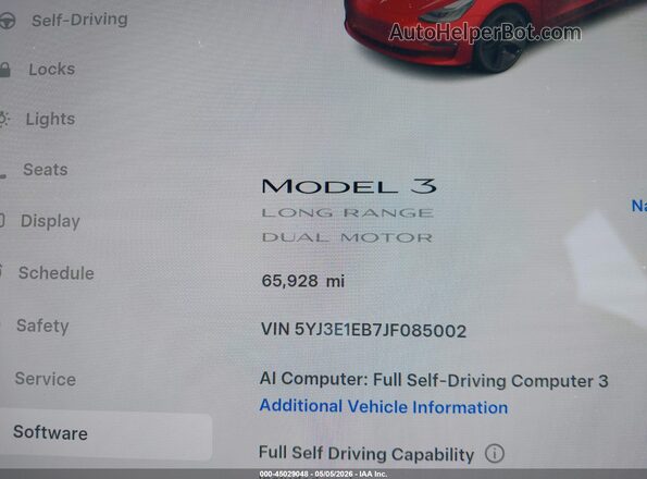 5YJ3E1EB7JF085002 2018 TESLA MODEL 3 Красный 