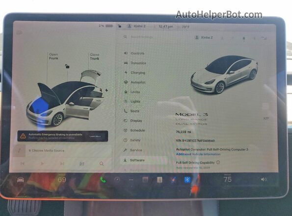 5YJ3E1EB7MF049640 2021 TESLA MODEL Белый Вид щитка приборов