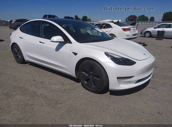 5YJ3E1EB7NF286498 2022 TESLA MODEL 3 White Delantero derecho