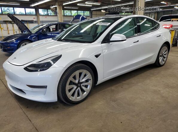 5YJ3E1EB7NF349616 2022 TESLA MODEL White წინა მარცხენა ხედი სამი მეოთხედიდან