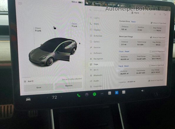 5YJ3E1EB8JF083081 2018 TESLA MODEL Серый Вид щитка приборов