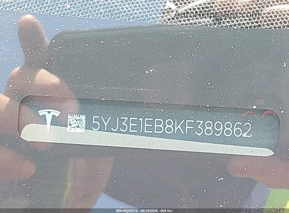 5YJ3E1EB8KF389862 2019 TESLA MODEL 3 Red 