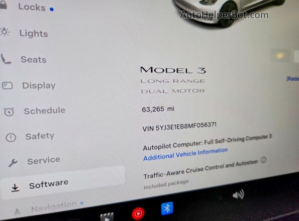 5YJ3E1EB8MF056371 2021 TESLA MODEL Белый Вид щитка приборов