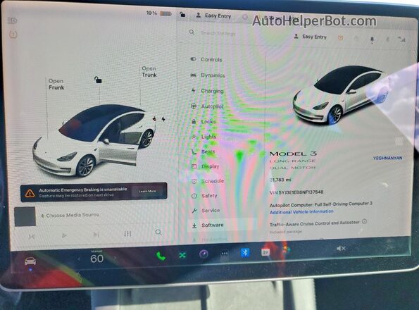 5YJ3E1EB8NF137548 2022 TESLA MODEL Белый Вид щитка приборов
