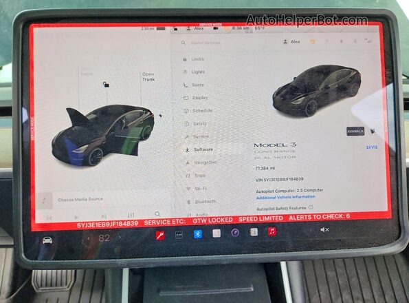 5YJ3E1EB9JF184839 2018 TESLA MODEL Черный Вид щитка приборов