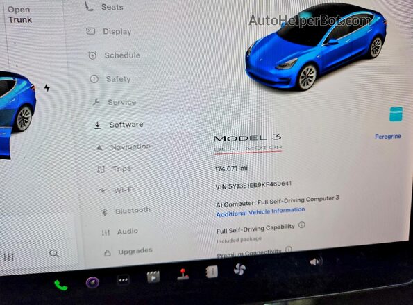 5YJ3E1EB9KF469641 2019 TESLA MODEL Синий Вид щитка приборов
