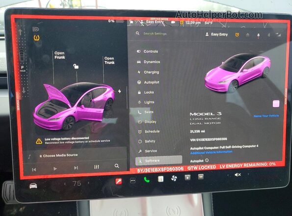 5YJ3E1EBXSF060306 2025 TESLA MODEL Gray Widok zestawu wskaźników