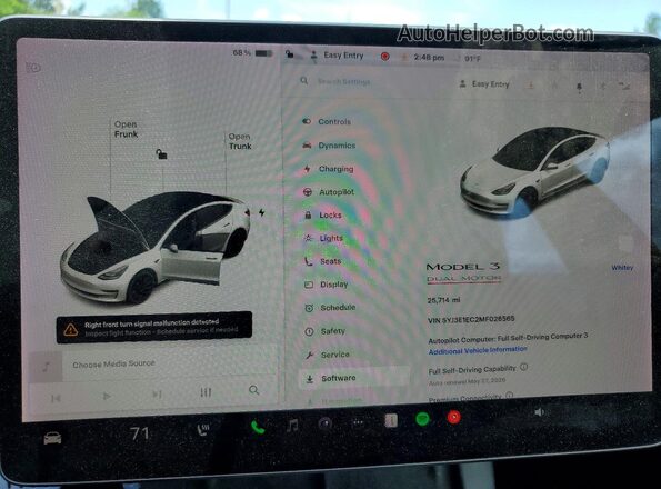 5YJ3E1EC2MF026565 2021 TESLA MODEL Белый Вид щитка приборов