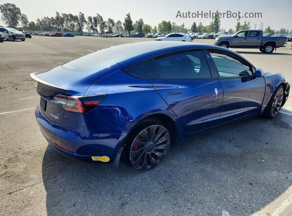 5YJ3E1EC6MF093668 2021 TESLA MODEL Синий Задняя правая четверть