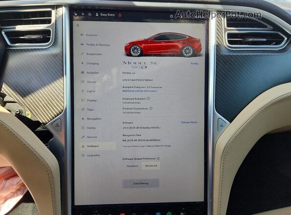5YJSA1E2XHF198587 2017 TESLA MODEL Красный Вид щитка приборов