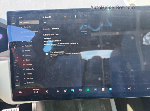 5YJSA1E51NF482549 2022 TESLA MODEL Blue Vista del cuadro de instrumentos