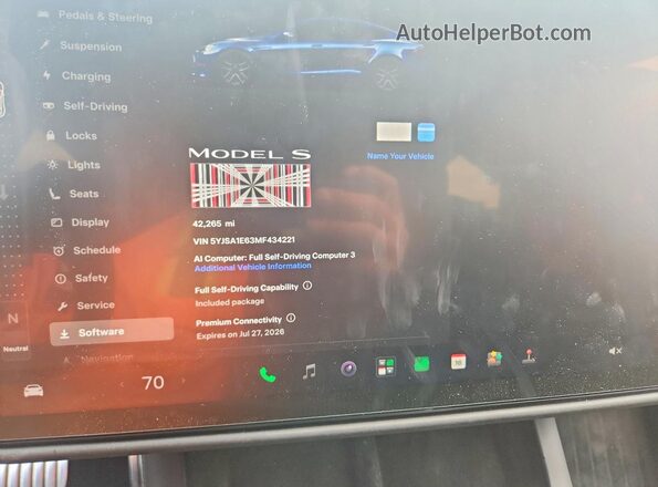 5YJSA1E63MF434221 2021 TESLA MODEL Blue Widok zestawu wskaźników