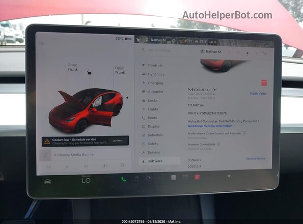 5YJYGDEE2MF151875 2021 TESLA MODEL Y Red 