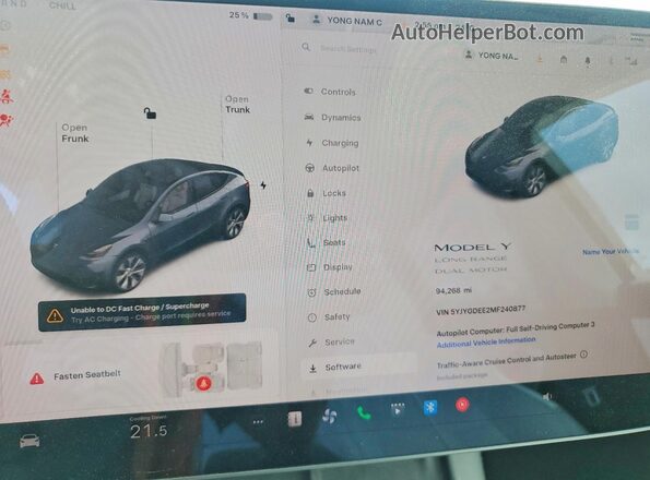 5YJYGDEE2MF240877 2021 TESLA MODEL Серый Вид щитка приборов