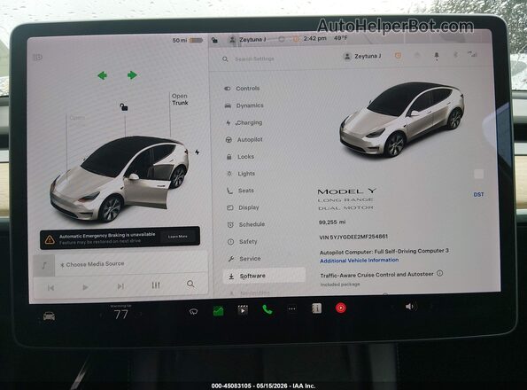 5YJYGDEE2MF254861 2021 TESLA MODEL Y White Вид задніх сидінь