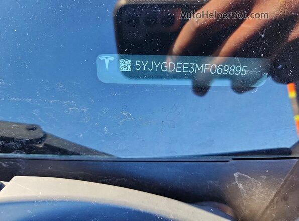 5YJYGDEE3MF069895 2021 TESLA MODEL Синий Вид наклейки с VIN-кодом