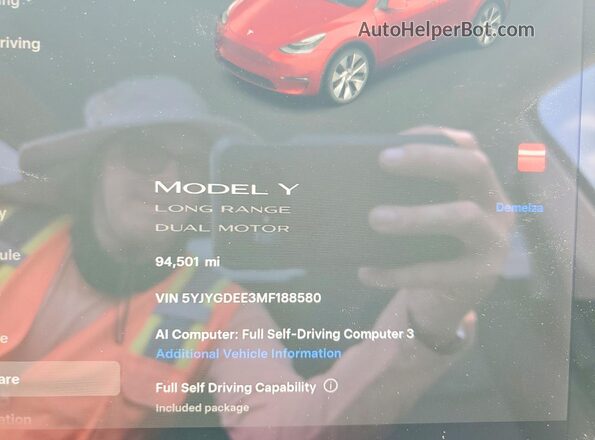 5YJYGDEE3MF188580 2021 TESLA MODEL Red Սարքավորումների վահանակի տեսք