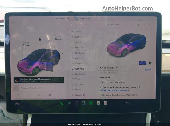 5YJYGDEE3MF196131 2021 TESLA MODEL Y Red Vista de los asientos traseros