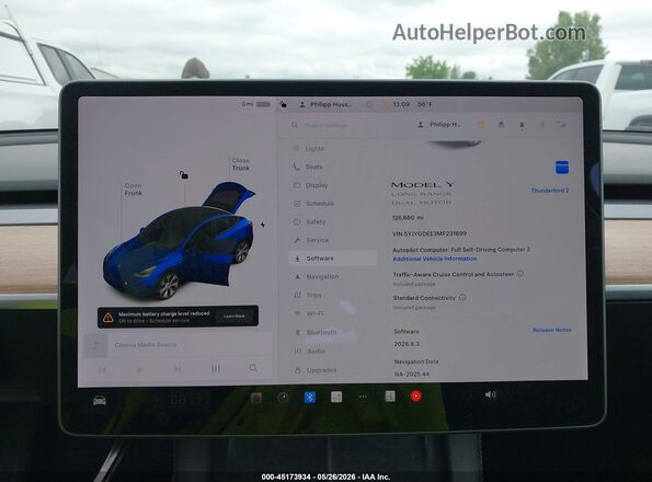 5YJYGDEE3MF231699 2021 TESLA MODEL Y Blue Widok tylnych siedzeń