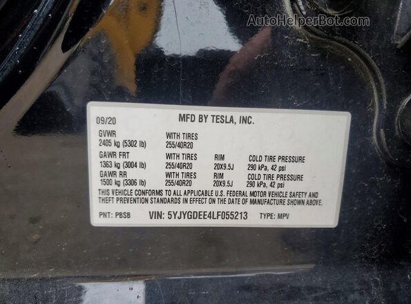5YJYGDEE4LF055213 2020 TESLA MODEL Черный Вид подкапотного пространства