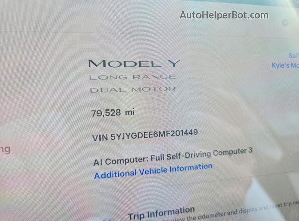 5YJYGDEE6MF201449 2021 TESLA MODEL Black Вид щитка приладів