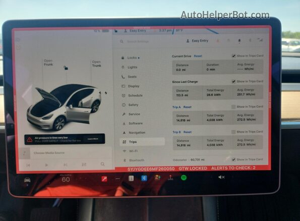 5YJYGDEE6MF260050 2021 TESLA MODEL Белый Вид щитка приборов