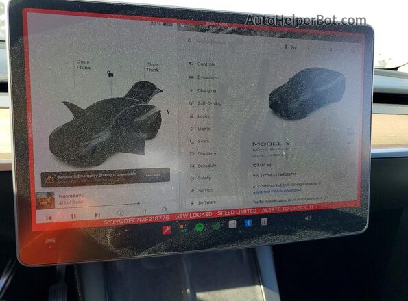 5YJYGDEE7MF218776 2021 TESLA MODEL Gray Vista del cuadro de instrumentos