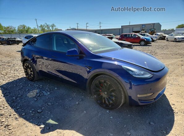 5YJYGDEF6MF083945 2021 TESLA MODEL Синий Передняя правая четверть