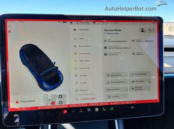 5YJYGDEF6MF083945 2021 TESLA MODEL Синий Вид щитка приборов