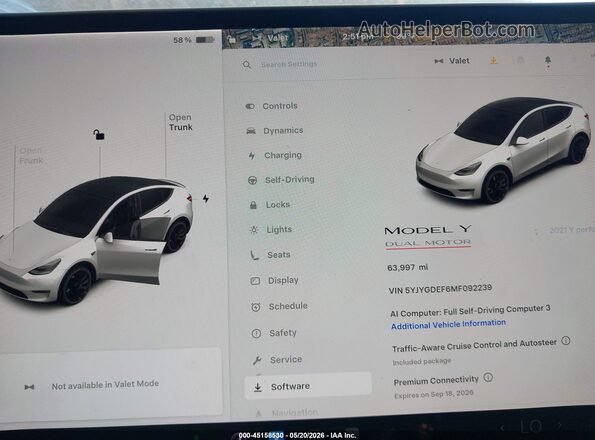 5YJYGDEF6MF092239 2021 TESLA MODEL Y White Vista de los asientos traseros