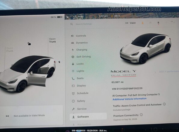 5YJYGDEF6MF092239 2021 TESLA MODEL Y White 