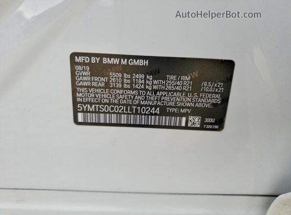 5YMTS0C02LLT10244 2020 BMW X3 White Շարժիչի բաժամունքի տեսք