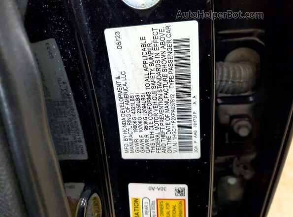 1HGCY1F2XPA037812 2023 HONDA ACCORD Черный Вид наклейки с VIN-кодом