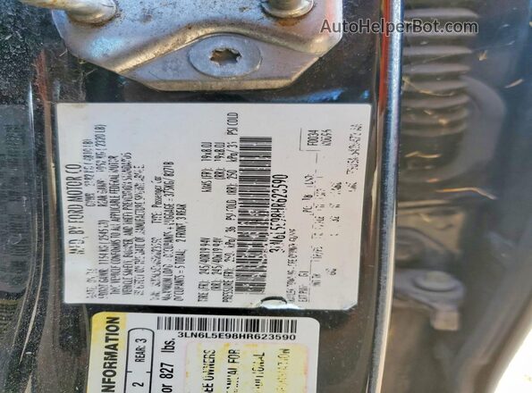 3LN6L5E98HR623590 2017 LINCOLN MKZ Черный Вид наклейки с VIN-кодом