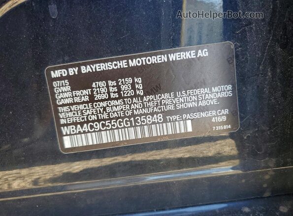 WBA4C9C55GG135848 2016 BMW OTHER Blue Widok naklejki z numerem VIN