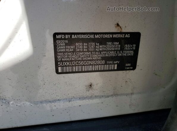 5UXKU2C56G0N82808 2016 BMW X6 Белый Панорамный вид салона 360°