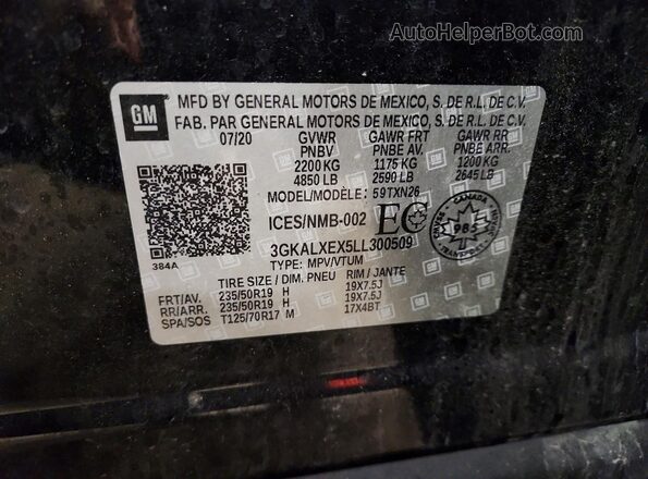 3GKALXEX5LL300509 2020 GMC TERRAIN Черный Панорамный вид салона 360°