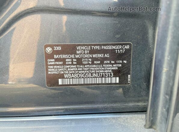WBA8D9G58JNU71313 2018 BMW OTHER Серый Вид задней части салона
