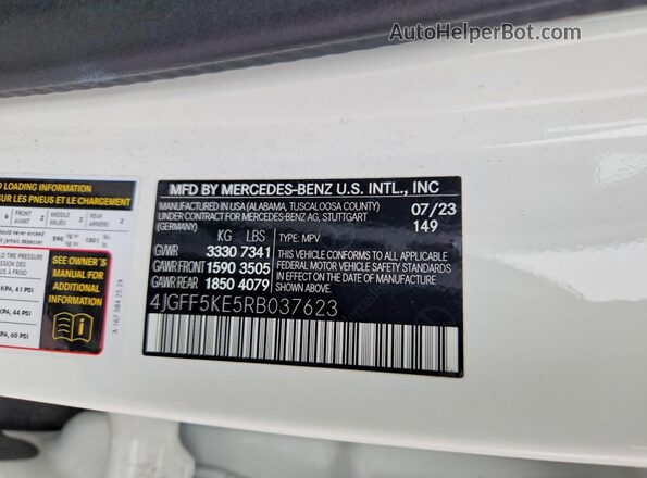4JGFF5KE5RB037623 2024 MERCEDES-BENZ GLS Белый Вид наклейки с VIN-кодом