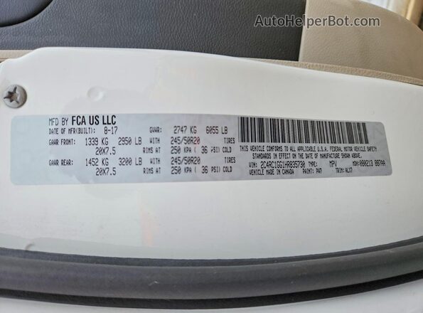 2C4RC1GG1HR835730 2017 CHRYSLER PACIFICA Белый Панорамный вид салона 360°