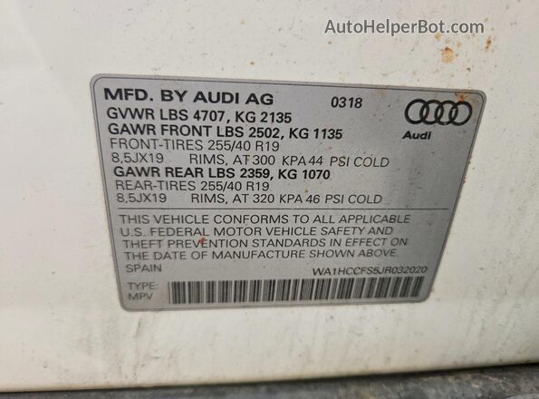 WA1HCCFS5JR032020 2018 AUDI Q3 Белый Панорамный вид салона 360°