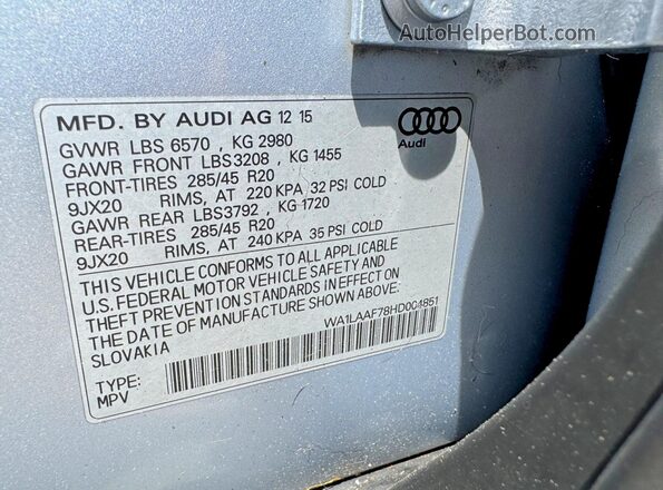 WA1LAAF78HD004851 2017 AUDI Q7 Серебряный Вид задней части салона