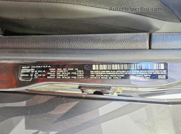 ZACNJAB11KPK14360 2019 JEEP RENEGADE Gray 360 interior view