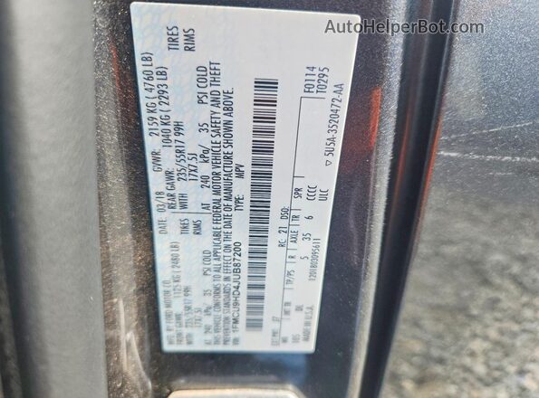 1FMCU9HD4JUB87200 2018 FORD ESCAPE Угольный Панорамный вид салона 360°