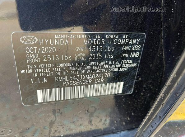 KMHL54JJXMA024170 2021 HYUNDAI SONATA Black უკანა სალონის ხედი
