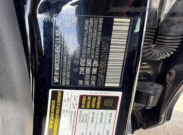 55SWF8EB0KU315837 2019 MERCEDES-BENZ C Black Vista interior trasera
