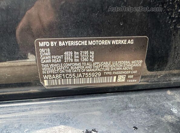 WBA8E1C55JA755929 2018 BMW OTHER Черный Вид задних сидений